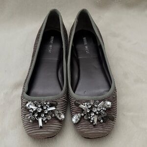 Nine West Gray Embellished Flats